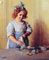 Charles Courtney Curran - Washing Dishes Emily and Her Tea Set